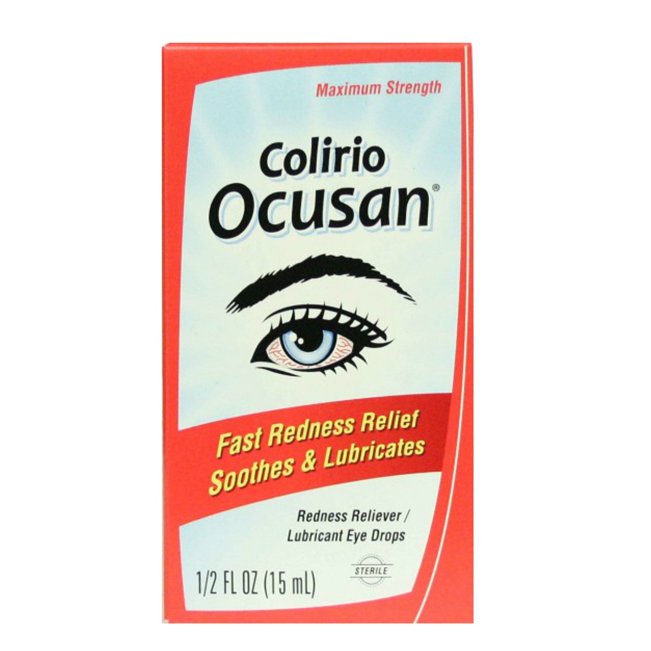 Colirio Ocusan Fast Redness Relief Soothes & Lubricates Eye Drops, 1/2 Fl.  Oz. (15ml) – 